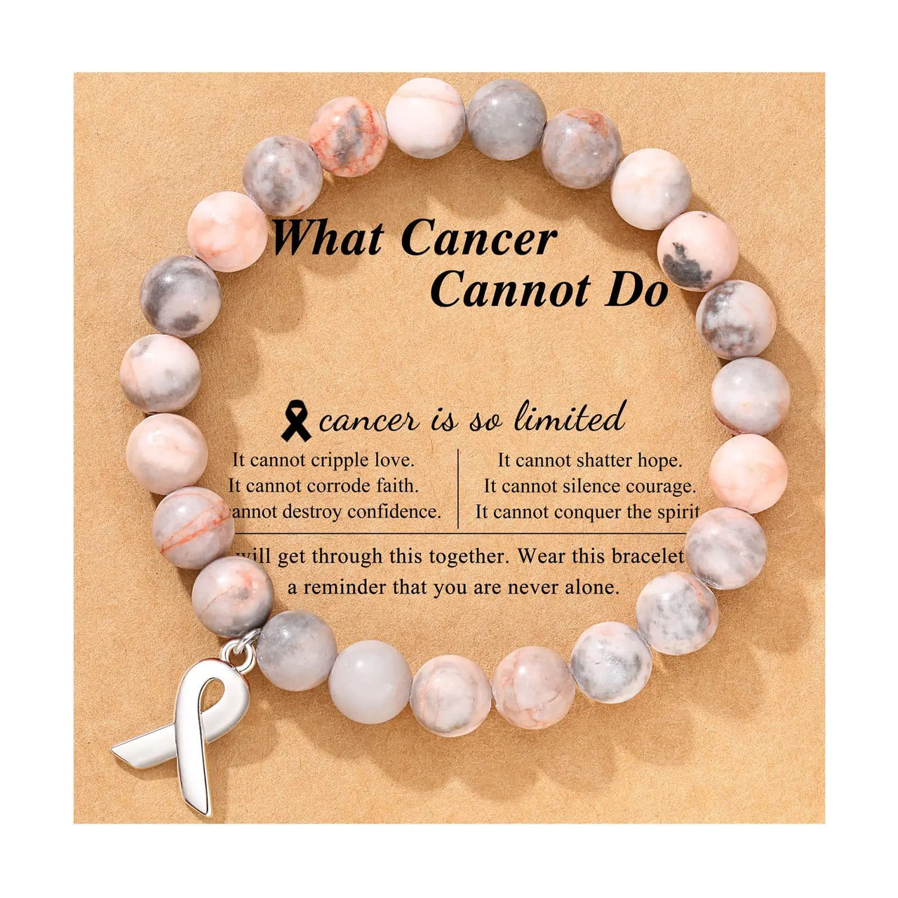 Breast Cancer Awareness Natural Stones Crystal Bracelet