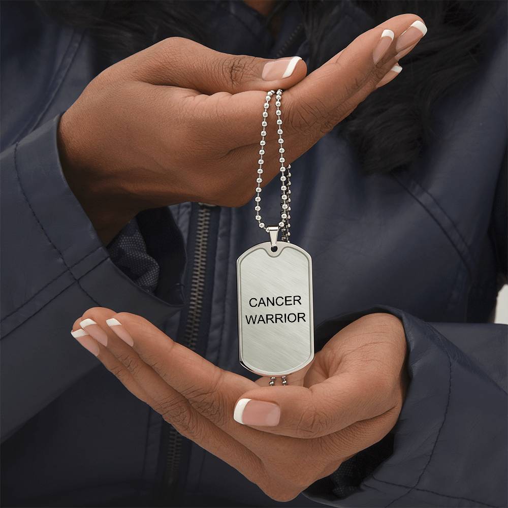 Cancer Warrior Dog Tag Necklace