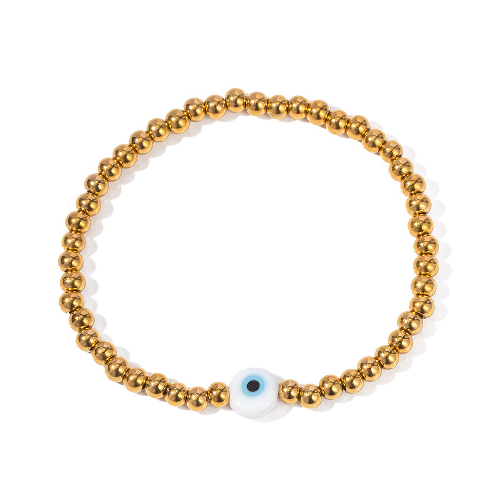 18k Gold Evil Eye Beaded Bracelet